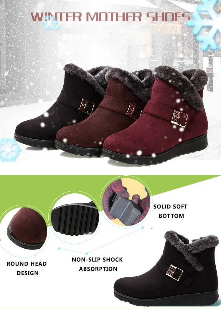 ZYYZYM Women Winter Boots Ankle Snow Boots Women Middle and Old Age Light Plush Keep Warm Cotton Shoes Woman Zapatos De Mujer