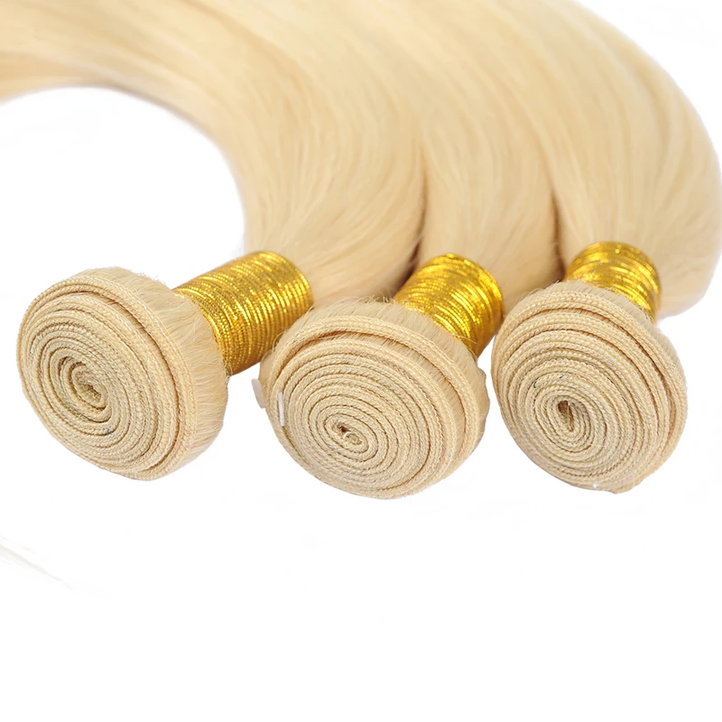 Pinshair бразильские волосы плетение 2 3 Связки с фронтальным закрытием 613 мёд светлые человеческие волосы прямые пучки с закрытием Nonremy