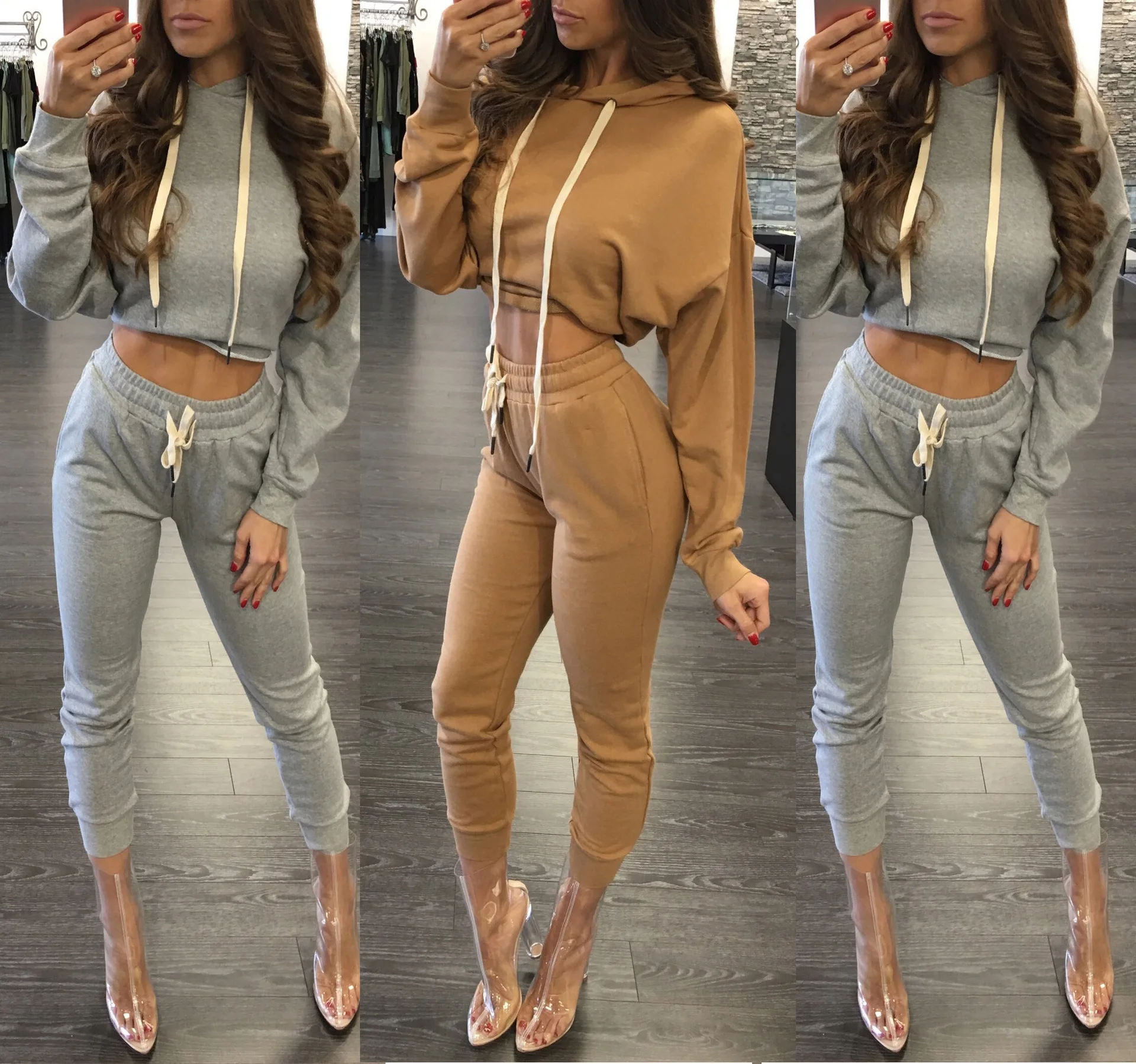 Womens Tracksuit Hoodie Sweatshirt Sports Wear Pants Set Gym Sweat Suit  Size HOT Fashion YA9493102