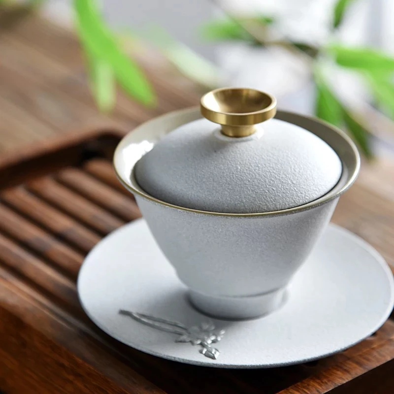 Чай ware Новый медная крышка чаша 180 мл Керамика чайник церемонии Gaiwan фарфор