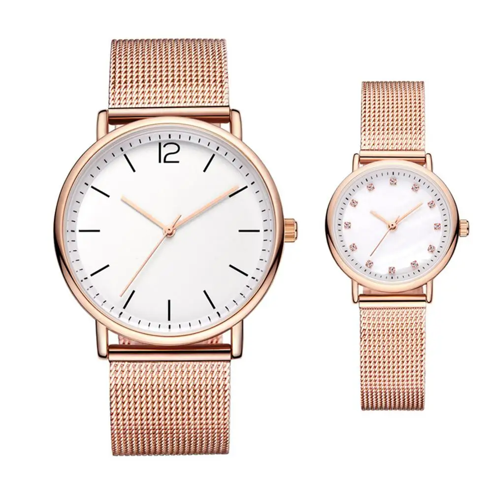 

LinTimes Lovers Simple Waterproof Quartz Watch with Steel Watchband Thin Wristwatch Ornament Gift