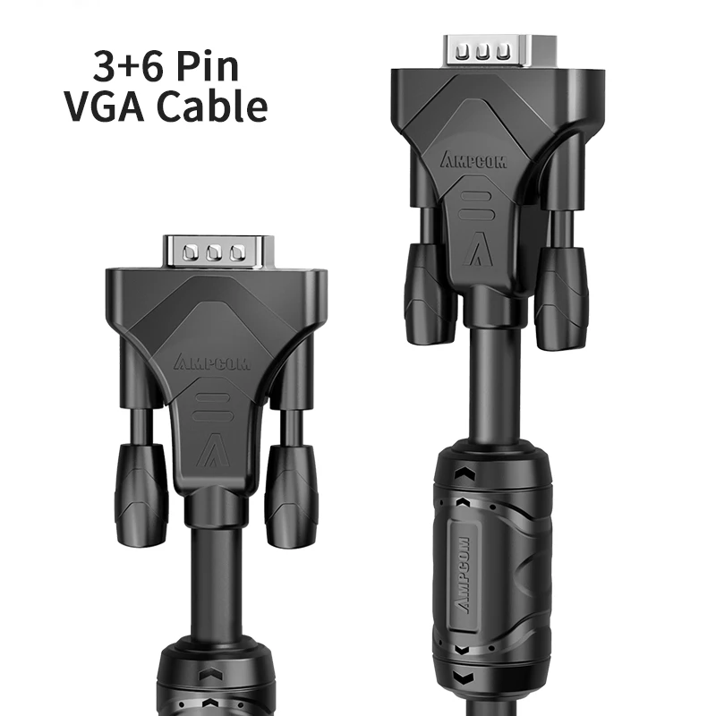 AMPCOM VGA кабель, VGA к VGA кабель(SVGA кабель) папа-папа 1080P супер VGA дисплей шнур для ПК проектор ноутбук ТВ - Цвет: 3  6 pin VGA cable
