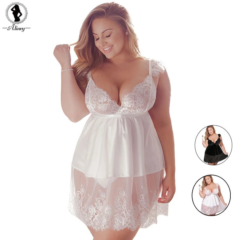 ALINRY Sexy Babydoll Plus Size Lace Lingerie Dress Erotic Women Transparent Deep v Costumes Porno Underwear Sexi Lenceria Hot ALINRY Sexy Babydoll Plus Size Lace Lingerie Dress Erotic Women Transparent Deep v Costumes Porno Underwear Sexi Lenceria Hot