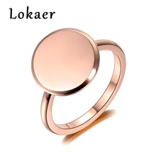 Lokaer, розовое золото, полная луна, кольца для женщин, Anel, ювелирные изделия из нержавеющей стали, геометрический, круглый палец, Bague Femme, свадебный подарок, R18072