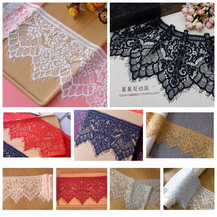 

3 meters / lot 18cm wide Good quality eyelash lace DIY coser Underwear vest Clothing splicing accessories Handmade sewing fabric