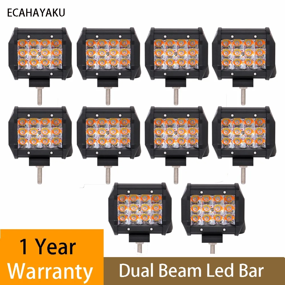 

10Pcs 4" 36W LED Light Bar 2Color Strobe Led Work Light Spot Auto Driving Offroad Led Bar for Truck Boat SUV ATV 4x4 4WD 12V 24V
