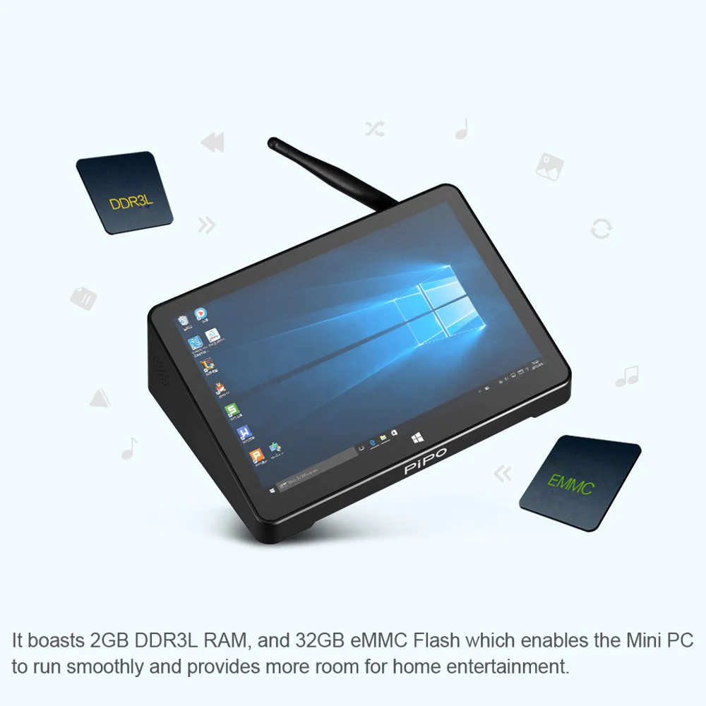 Новый pipo X8 Pro Dual HD Графика ТВ коробке Windows 10 Android 5,1 Intel 8350 4 ядра 2 GB/32 GB ТВ коробке 7 дюймов Экран Mini Pc