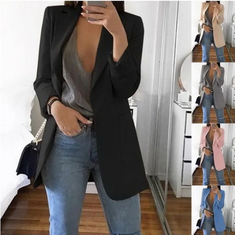 

High Quality Women Suits Formal Long Sleeve Slim Blazer Office Ladies Cardigan Temperament Suit Jacket E4U653