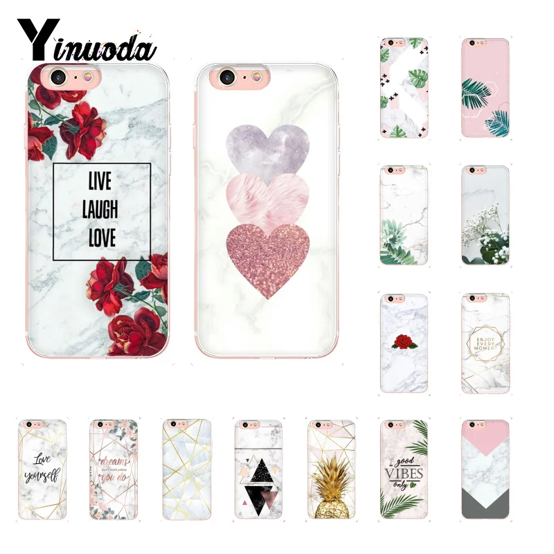 

Yinuoda Fresh leaves flowers marble Custom Photo Phone Case for iPhone 8 7 6 6S Plus X XS MAX 5 5S SE XR 10 11 11pro 11promax