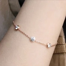 Tres Cristales Shinning Pulsera de Moda de Joyería Fina De Titanio Steel18K Rose Chapado En Oro No Se Desvanecen Regalo de San Valentín Envío Libre