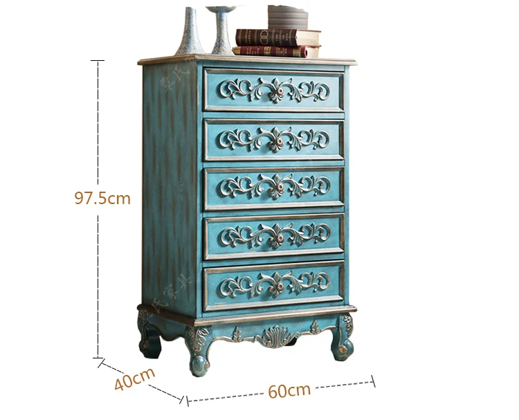 Mediterranean vestibule cupboard, European style cupboard, cabinet drawer drawer, old antique living room furniture.