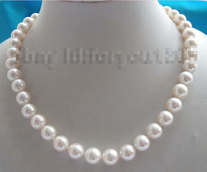 

Free shipping Natural 11mm White Perfect Round Pearl Necklace 925SS!