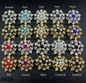 

10pcs 30mm Flower Rhinestone Button Red Navy Royal Black Aquamarine Emerald diy Apparel browband wedding AB Crystal Centerpieces