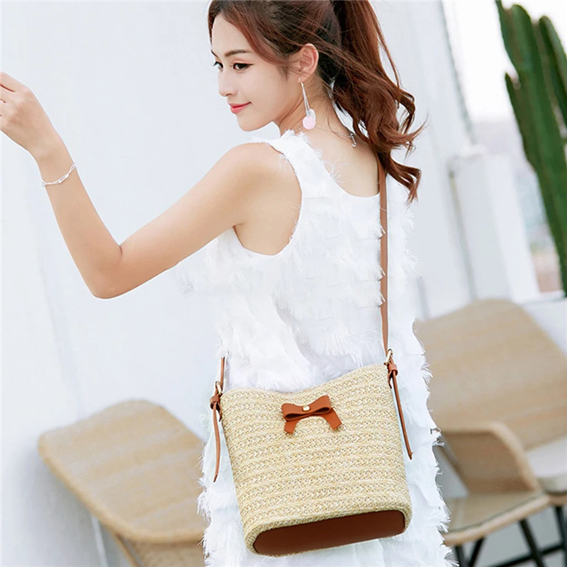 

Women Beach Straw Bag Summer Beach Woven Bag Shoulder Bag Tote Shoulder Handbag Casual Cross Body Messenger Bags For Women 2019