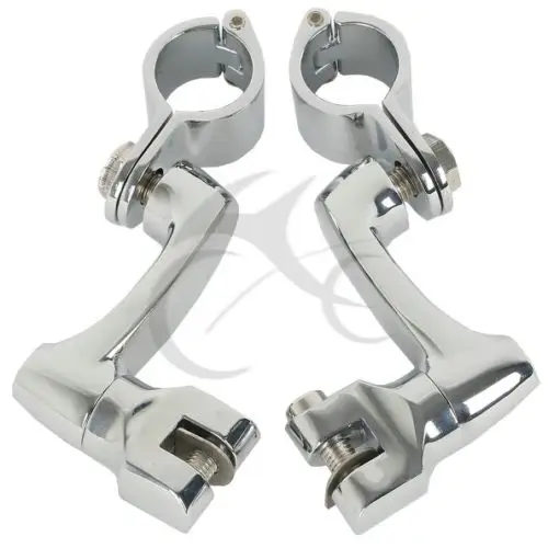 Chrome 1 1/4" Highway Peg Mount Clamp Kit For Harley Honda Suzuki