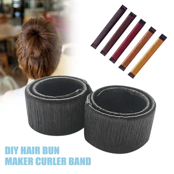 

European American Fashion Portable Women Up-do Hair Styling Tools Band DIY Hair Bun Maker Curler Quick Fold Wrap Hair Supplies