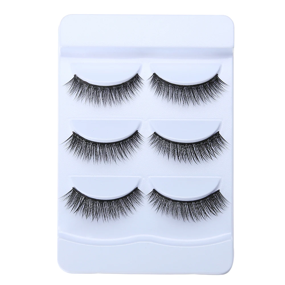 3 Pairs 100 Mink Fur Natural Thick Multi Layer 3D Fake Eyelashes False