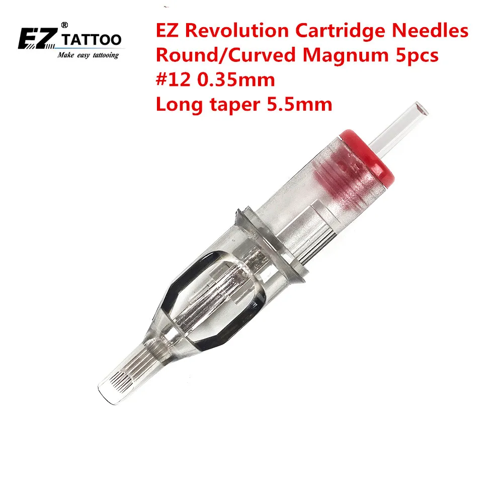 

EZ Revolution Cartridge Tattoo Needles Curved Magnum #12 0.35mm Long Taper 5.5mm for Cartridge Machine and Grips 5pcs/lot