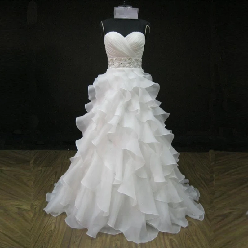 

KSD178 Sweetheart Wedding Gowns Dresses For Bride Classic vestido de noiva 2017 Ruffle Skirt Wedding Dresses Oraganza