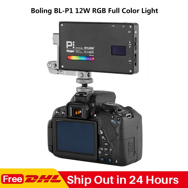 

Boling BL-P1 RGB LED Video Light 2500K-8500K Dimmable On Camera Photography Lighting Video Studio DSLR Camera Light for Vlog