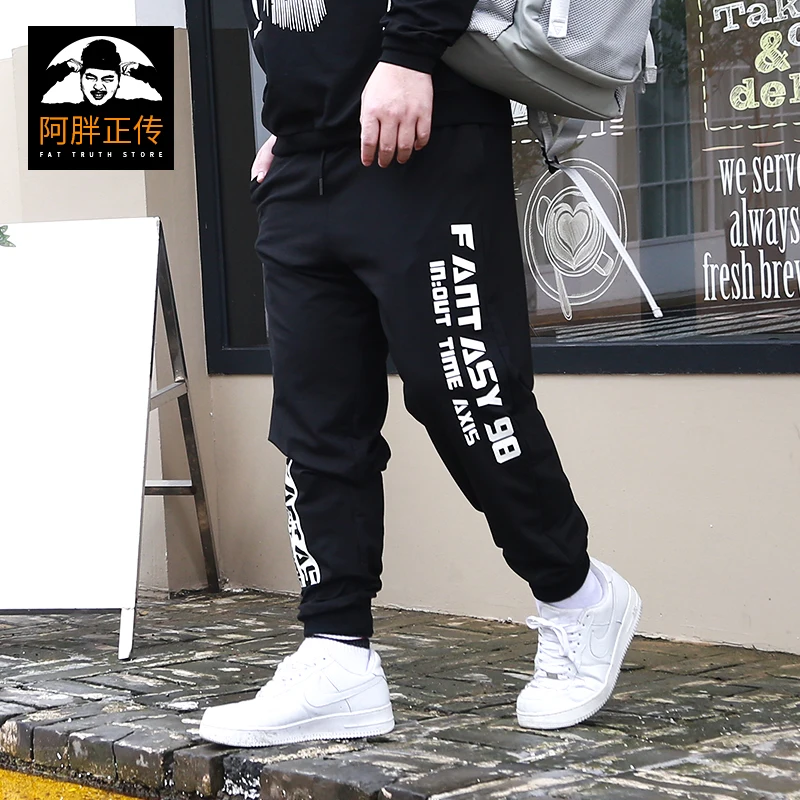 

2018 Spring And Autumn Men Fashion Brand Letter Print Loose Pencil Pants Male Casual Fat Plus Size Sweatpants Trousers 5 6 7 XL