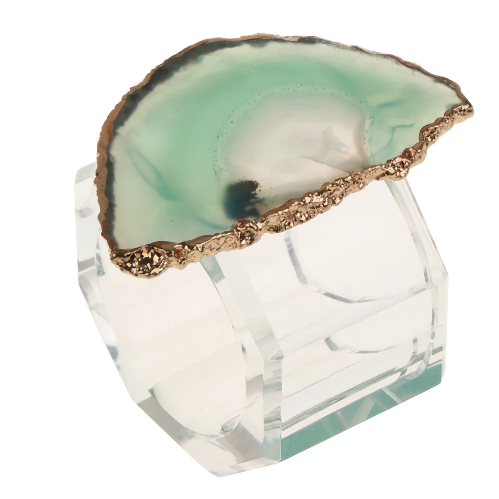 Crystal Napkin Serviette Ring Holders Table Adornment Party with Agate Decor