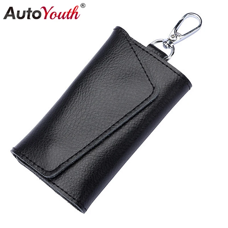 

Genuine Leather Car Key Holder Organizer Cowhide Auto Key Bag Wallet Multifunction Key Case Cover Mini Card Hanging Loop Bag
