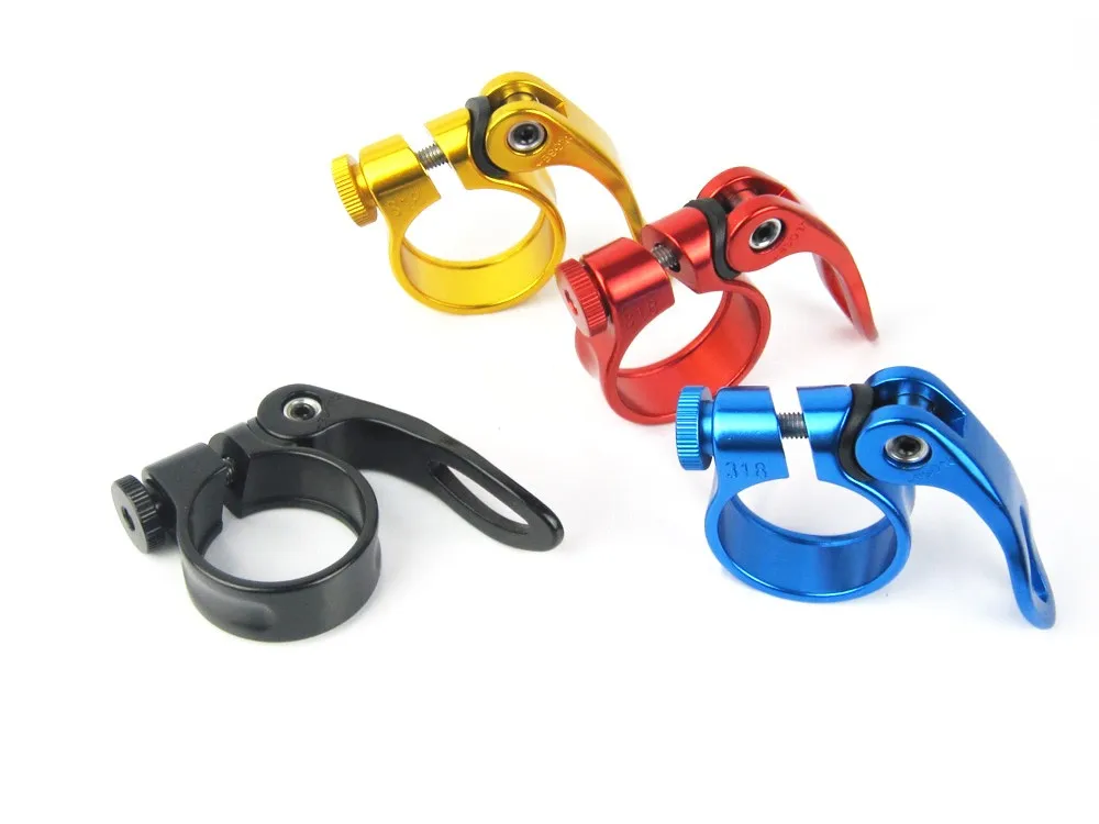 Cheap 39g quick release seatpost clamp aluminum 31.8mm size black and red one piece 0