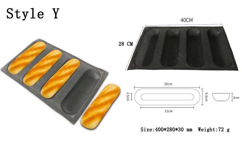 Meibum, силиконовая форма для хлеба из стекловолокна, различные формы, багет, Eclair, длинная форма в виде гамбургера, черный пористый антипригарный инструмент для выпечки