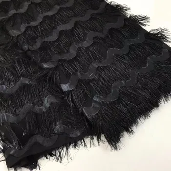 

African Lace Fabric 2018 High Quality Lace Black Bridal Lace Fabric With 3 d flowers embroidery Tulle Mesh Lace Fabric Nigerian