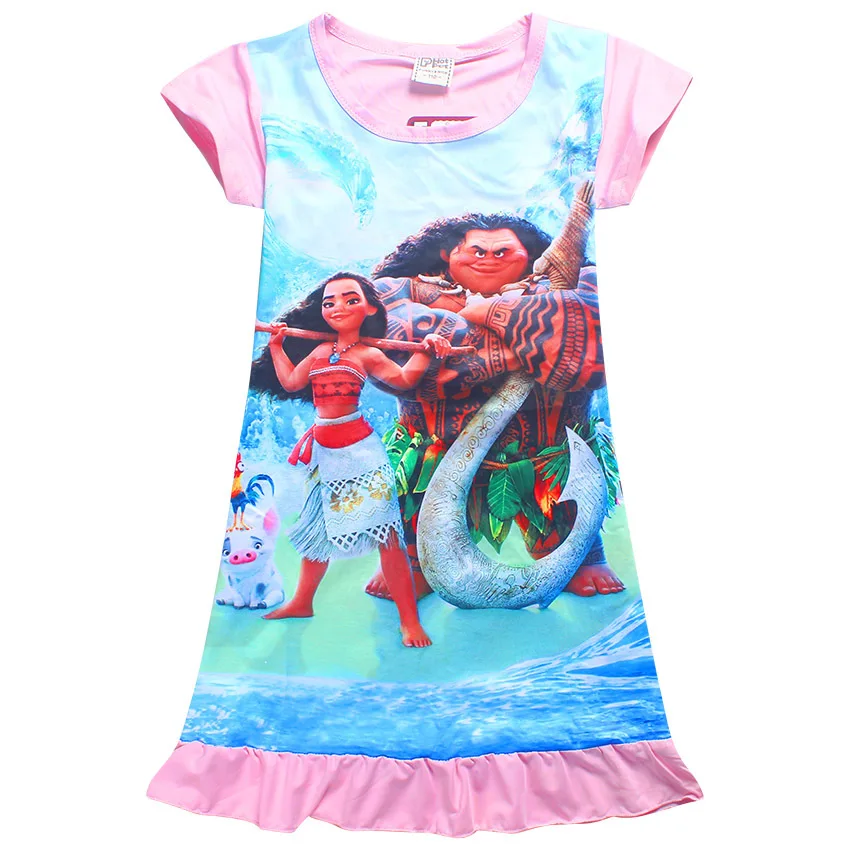 2017 Summer Moana Dresses for Girls Princess Birthday Party Dress Children Elsa Anna trolls Costume Kids Clothes Vestido vaiana (8)