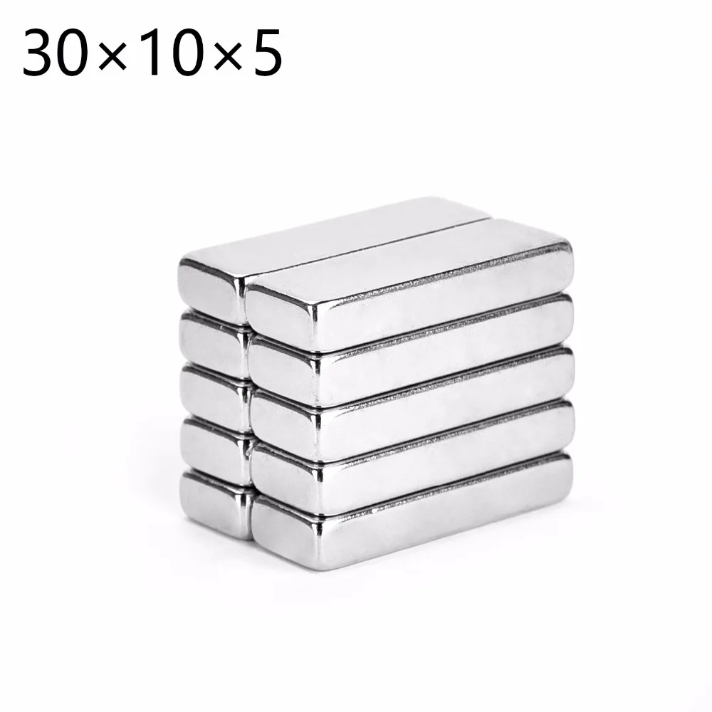 

10pcs 30mm x 10mm x 5mm Block Cuboid Fridge Magnets 30*10*5 Rare Earth Neodymium 30x10x5 N35 Art Craft Connection free shipping