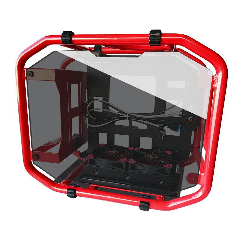 

CEMO Aluminum Computer case Skeleton tube frame Tempered glass open Support 120/240 water cooled MicroATX Chassis
