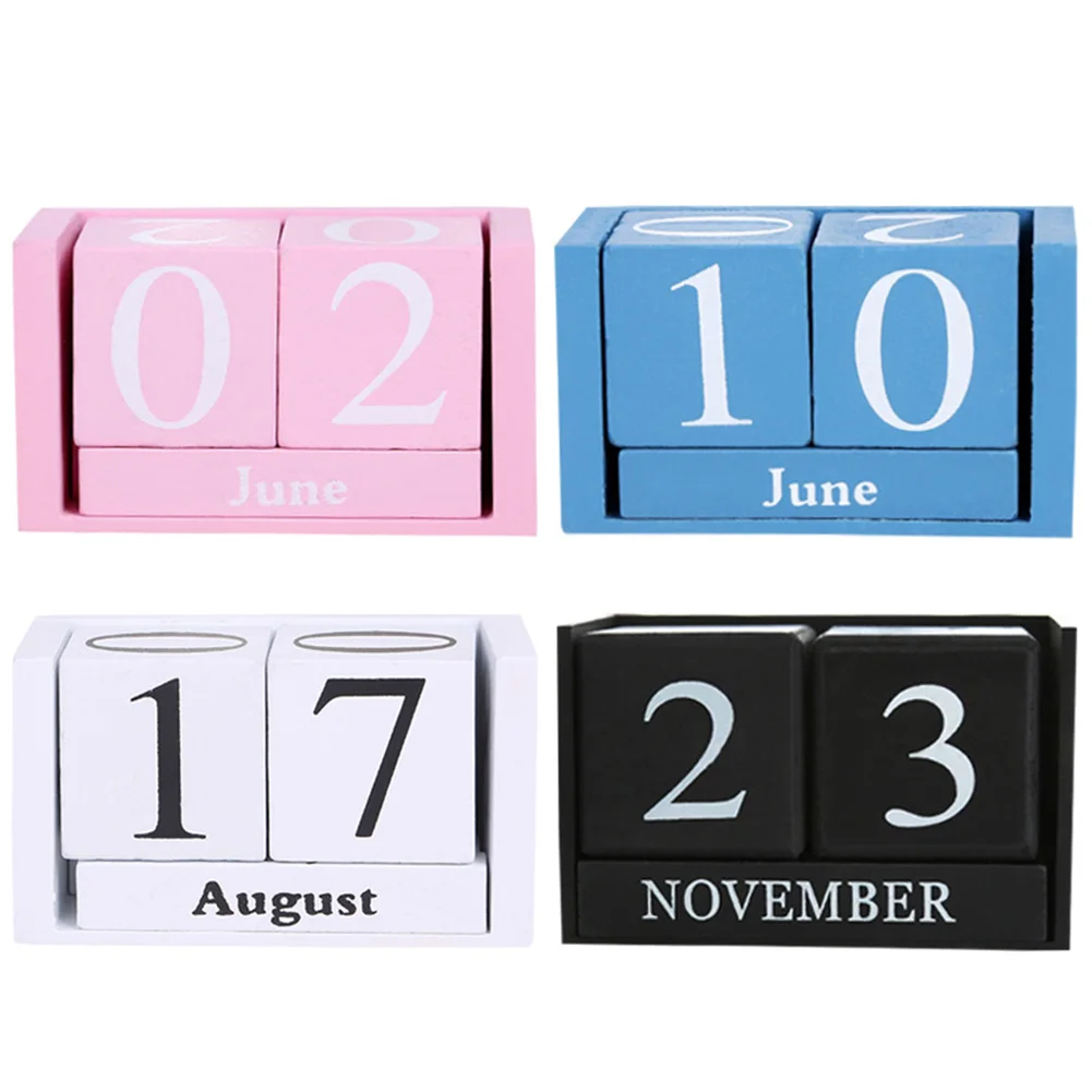 

Vintage Wooden Perpetual Desk Calendar Block Planner Permanent Desktop Organizer DIY Agenda UYT Shop