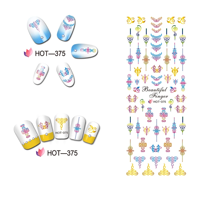 3 упаковки/партия наклейки для татуировки ногтей водная наклейка для дизайна ногтей слайдер олень Алмазный цветок бабочка счастливый узел узор HOT373-375