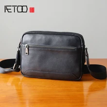 AETOO Shoulder bag male leather fashion casual oblique cross bag trend horizontal men's head layer cowhide bag