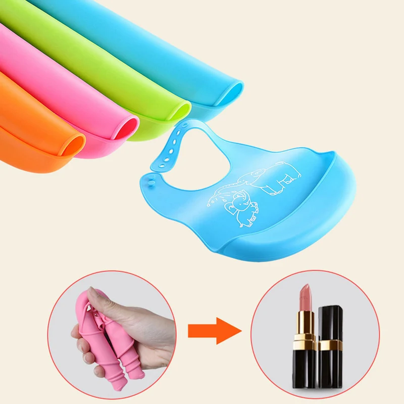 Cartoon Prints Baby Bibs Baby Waterproof Adjustable Silicone Kid Baby Girl Boy Bibs Apron Baby Fashion Feeding Stuff Burp Cloths