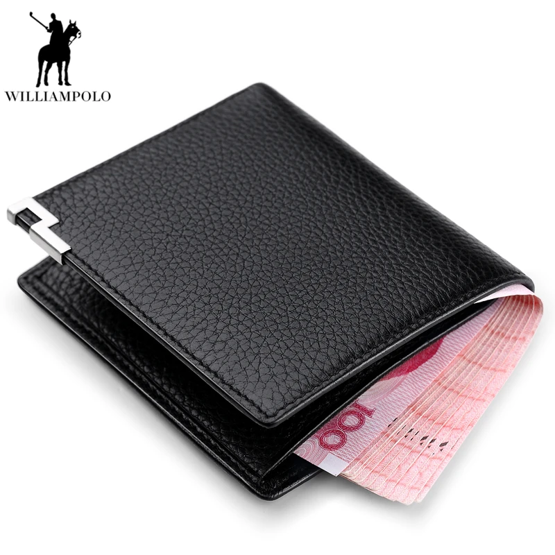 

Williampolo Mini Wallet Men Leather Slim Bifold Purse Pocket Real Leather Purse Short Small Wallet Male portefeuille homme PL189