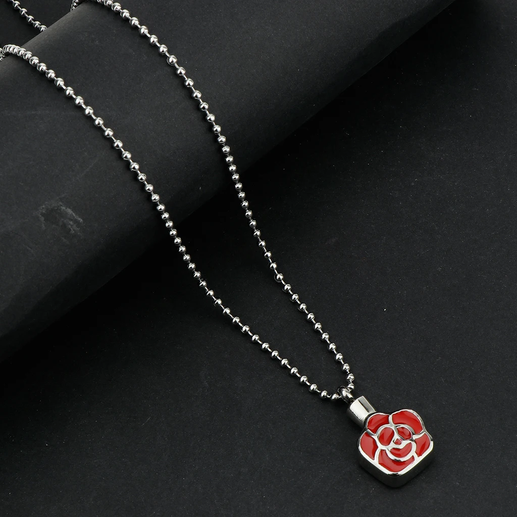 Stainless Steel Ashes Pendant Necklace Keepsake Memorial Colorful Enamel Locket Urn Jewelry for Women Men