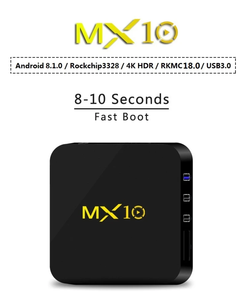 MX10 Smart tv BOX Android 9,0 Rockchip RK3328 DDR4 4 ГБ ОЗУ 32 Гб ПЗУ IP tv Смарт-приставка 4K USB 3,0 HDR H.265 медиаплеер