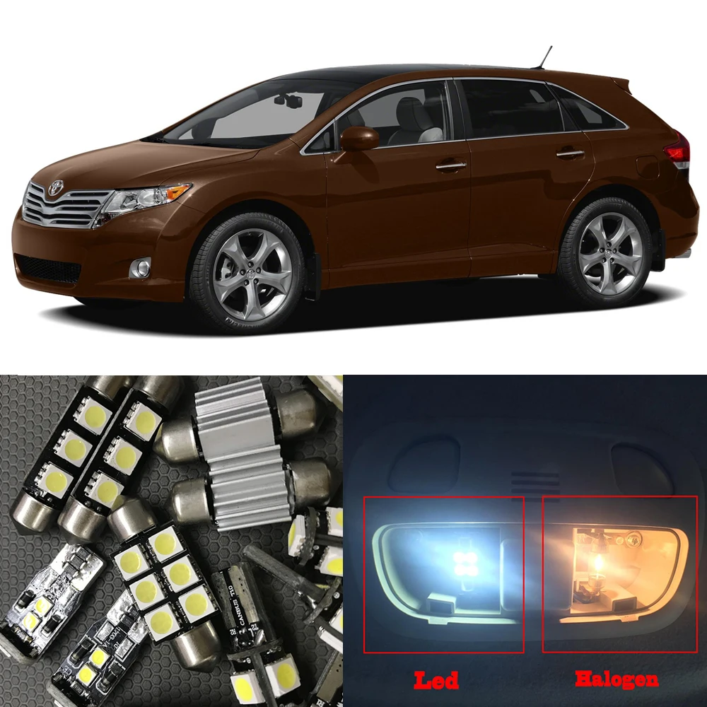 

13pcs Xenon White No Error LED Light Bulbs Kit For Toyota Venza 2009-2015 Interior Map Dome License plate Lamp Light Car Styling