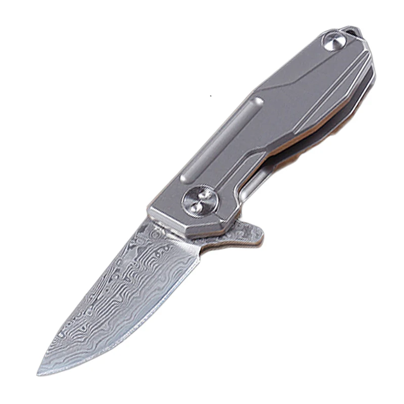 

ACCHAMP Mini Portable Folding Knife Damascus Outdoor Camping Hunting Survival High Hardness Fold Self-defense Tool Knife