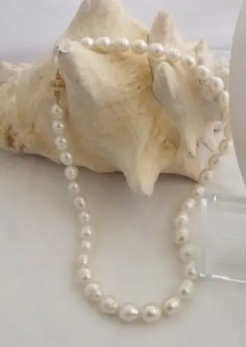

ELEGANT 12-13MM SOUTH SEA BAROQUE WHITE PEARL NECKLACE 18INCH 925silver
