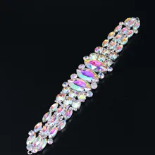 1 шт. 23,8x4 см высокое качество вышивка стразами аппликацией sew On Stone Стразы с серебристым креплением прозрачный Цвет, сделай сам, свадебное вечернее платье для девочек