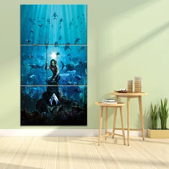 

HD Print Hot Sel 3 Piece Movie Aquaman Canvas Painting Picture Modern Home Decorative Wall Artwork Style Type Modular Pictures