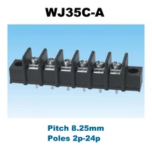 

5Pcs Pitch 8.25mm Barrier PCB Terminal Block Straight 2/3/4/5/6P Morsettiera Wire Connectors With Screw Holes 300V 20A 12AWG