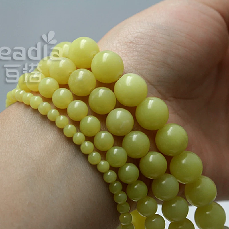 Wholesale Baeds Yellow Jade Round Stone Beads For Jewelry Making 6mm 8mm 10mm 