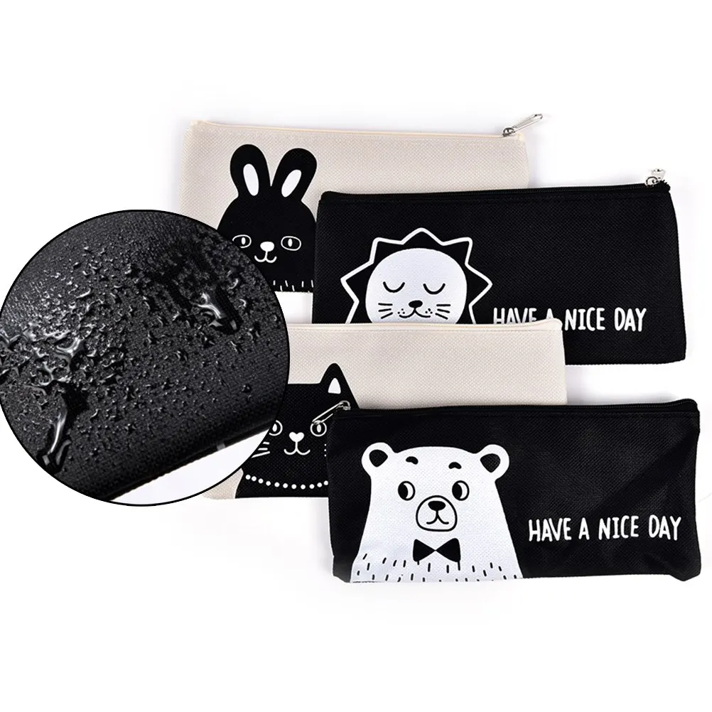

1 Pc Cute Animal Printed Coin Purse Kawaii Lion Bear Rabbit Cat Wallet Canvas Storage Bag 18.5 Cm X 9cm