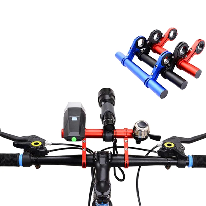 cheap 1pc Bicycle Handlebar Bike Headlight Mount Bar Light Comput Holder MTB Cycling Alloy Support Extender+2PCsx Brackets