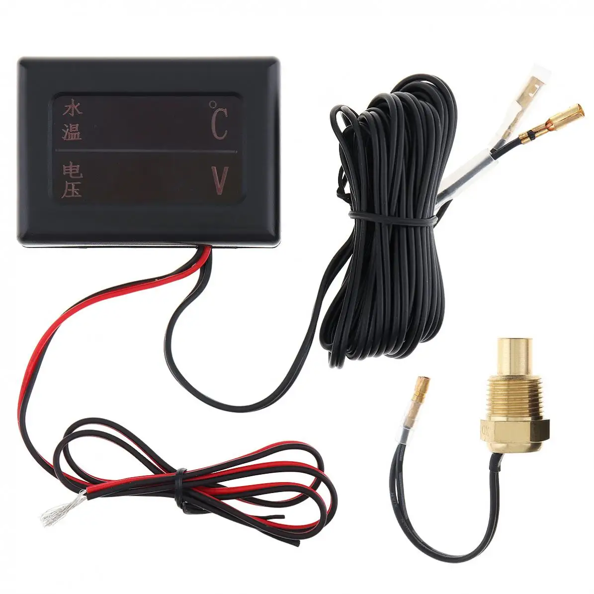 

Universal 12V 2 In 1 Car Digital Anti-shake Water Temperature Gauge + Volt Gauge with Sensor for Car / Truck
